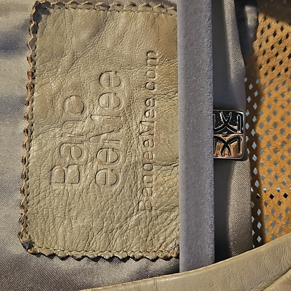 BanoeeMee leather jacket, cropped length, coffee color, small cutouts in body - Picture 2 of 8